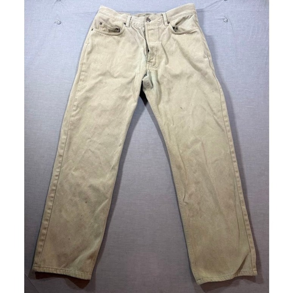 Marlboro Classics Mens Beige Straight‎ Zip Denim Jeans Pants Size 32x30.